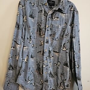 American Eagle Outfitters Blue Nature Print Men's Shirt